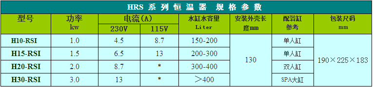 HRS系列工程塑料型加热恒温器的选型参数表